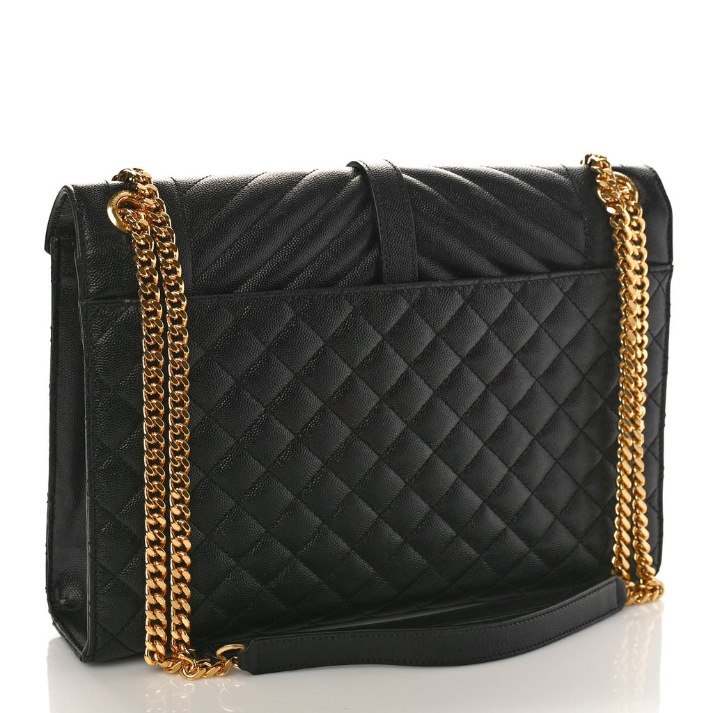 YSL GRAIN DE POUDRE MIXED MATELASSE LARGE TRIQUILT MONOGRAM BAG