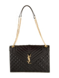 YSL GRAIN DE POUDRE MIXED MATELASSE LARGE TRIQUILT MONOGRAM BAG