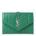 YSL GRAIN DE POUDRE MIXED MATELASSE TRIQUILT SMALL MONOGRAM WALLET