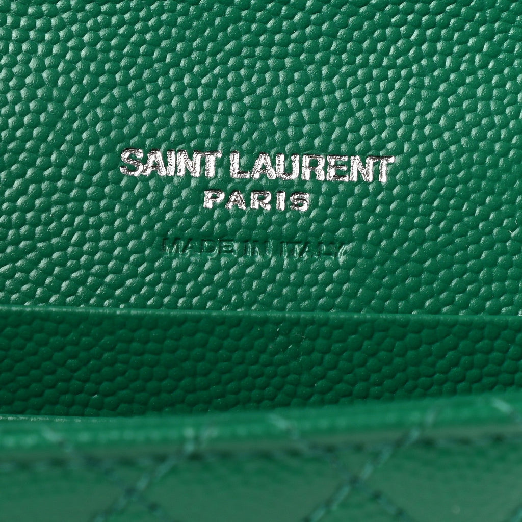YSL GRAIN DE POUDRE MIXED MATELASSE TRIQUILT SMALL MONOGRAM WALLET