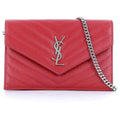 YSL MONOGRAM GRAIN DE POUDRE LEATHER CHAIN WALLET
