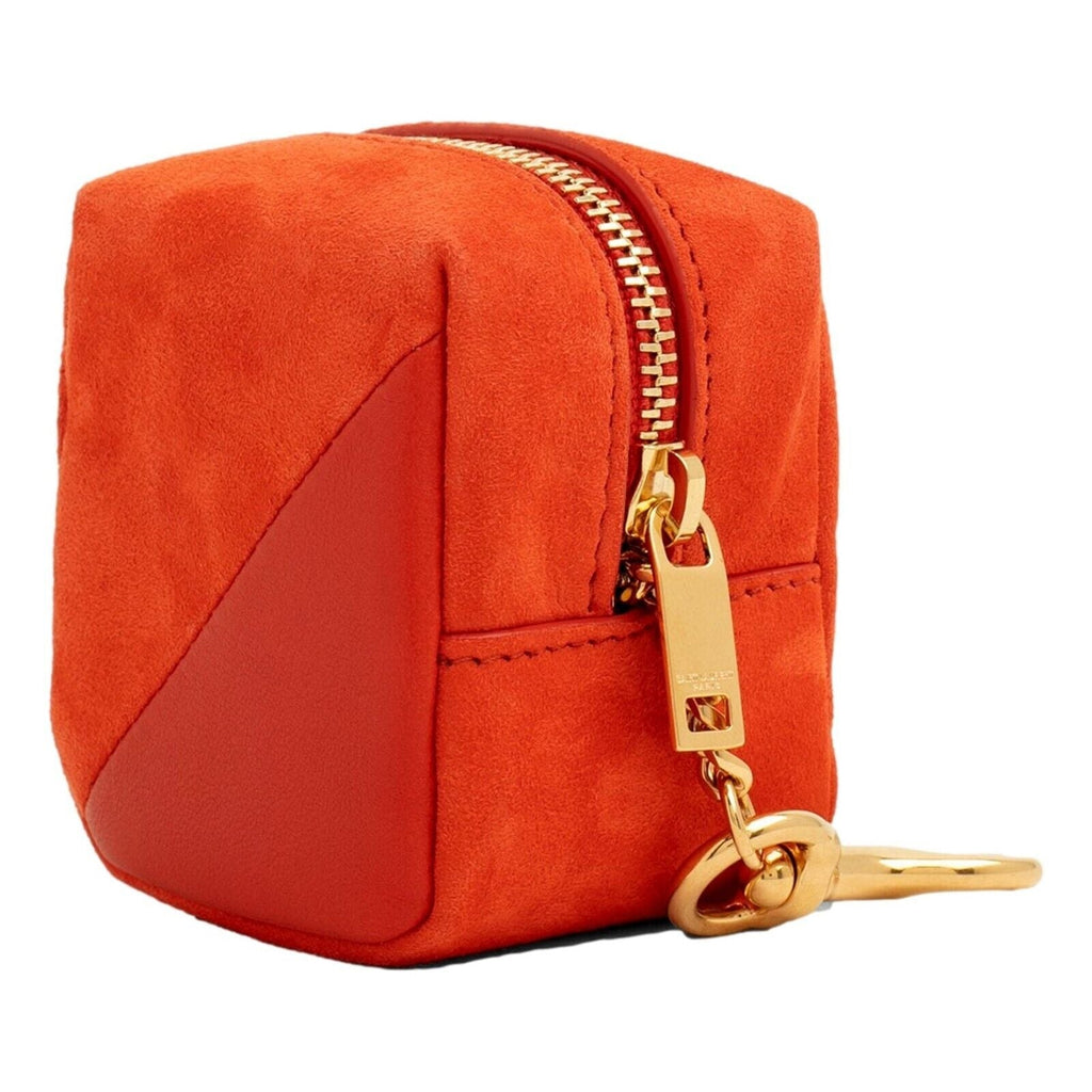 YSL JAMIE CUBE CHARM IN SUEDE AND LAMBSKIN KEYRING POUCH