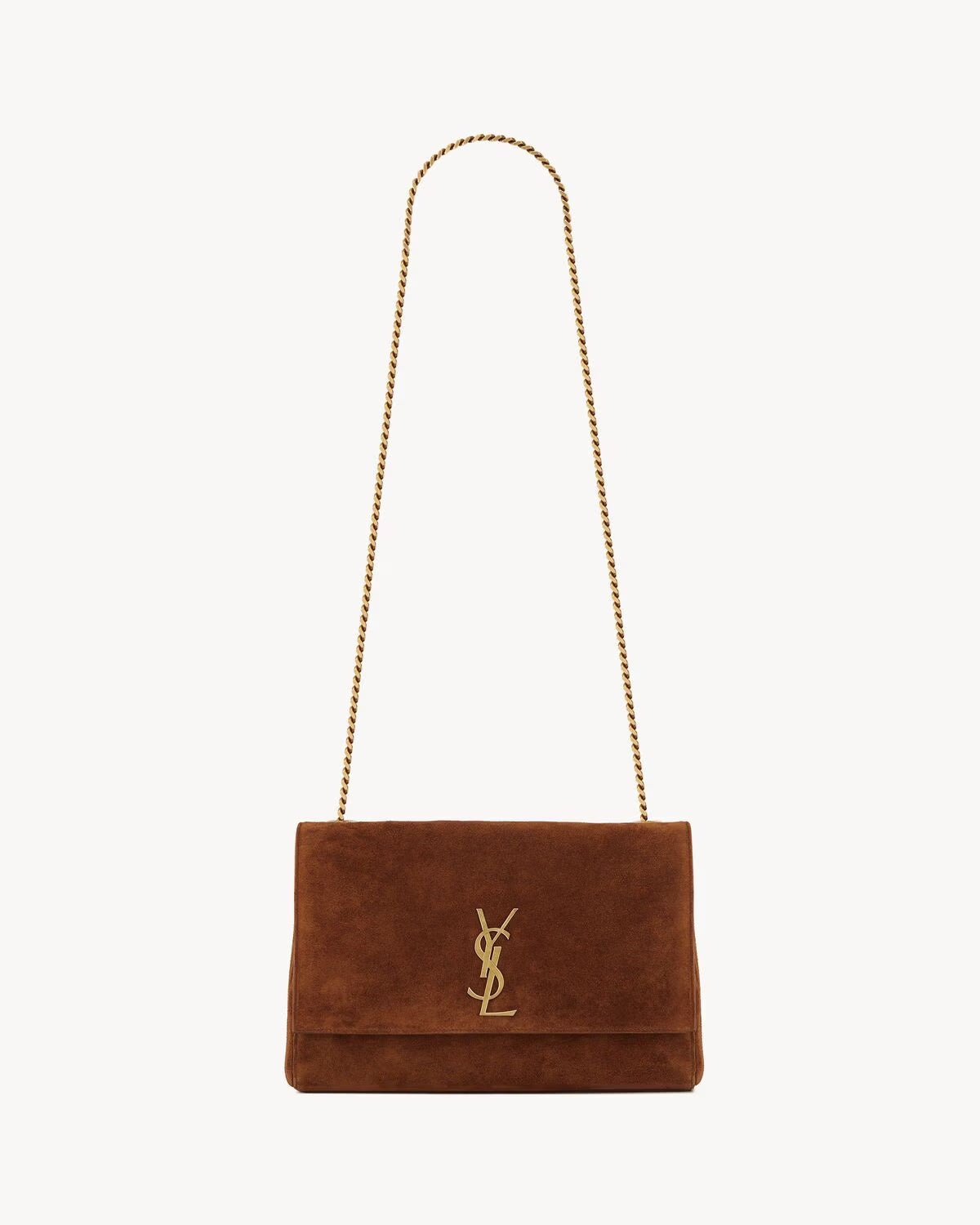 YSL KATE REVERSIBLE CROC EMBOSSED LEATHER & SUEDE MEDIUM SHOULDER BAG