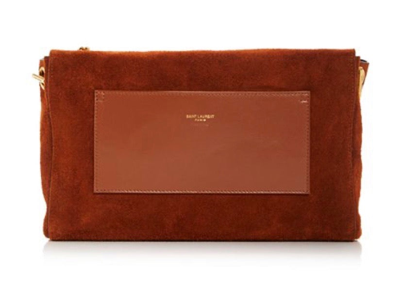 YSL KATE REVERSIBLE CROC EMBOSSED LEATHER & SUEDE MEDIUM SHOULDER BAG