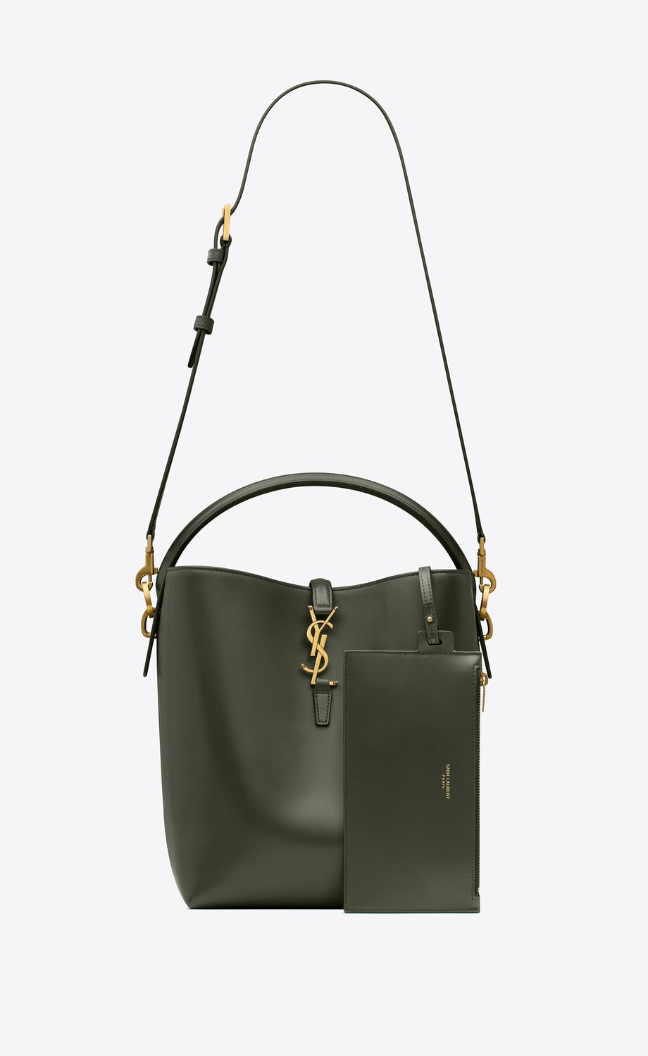 YSL LE 37 SHINY CALFSKIN LEATHER LARGE BUCKET BAG