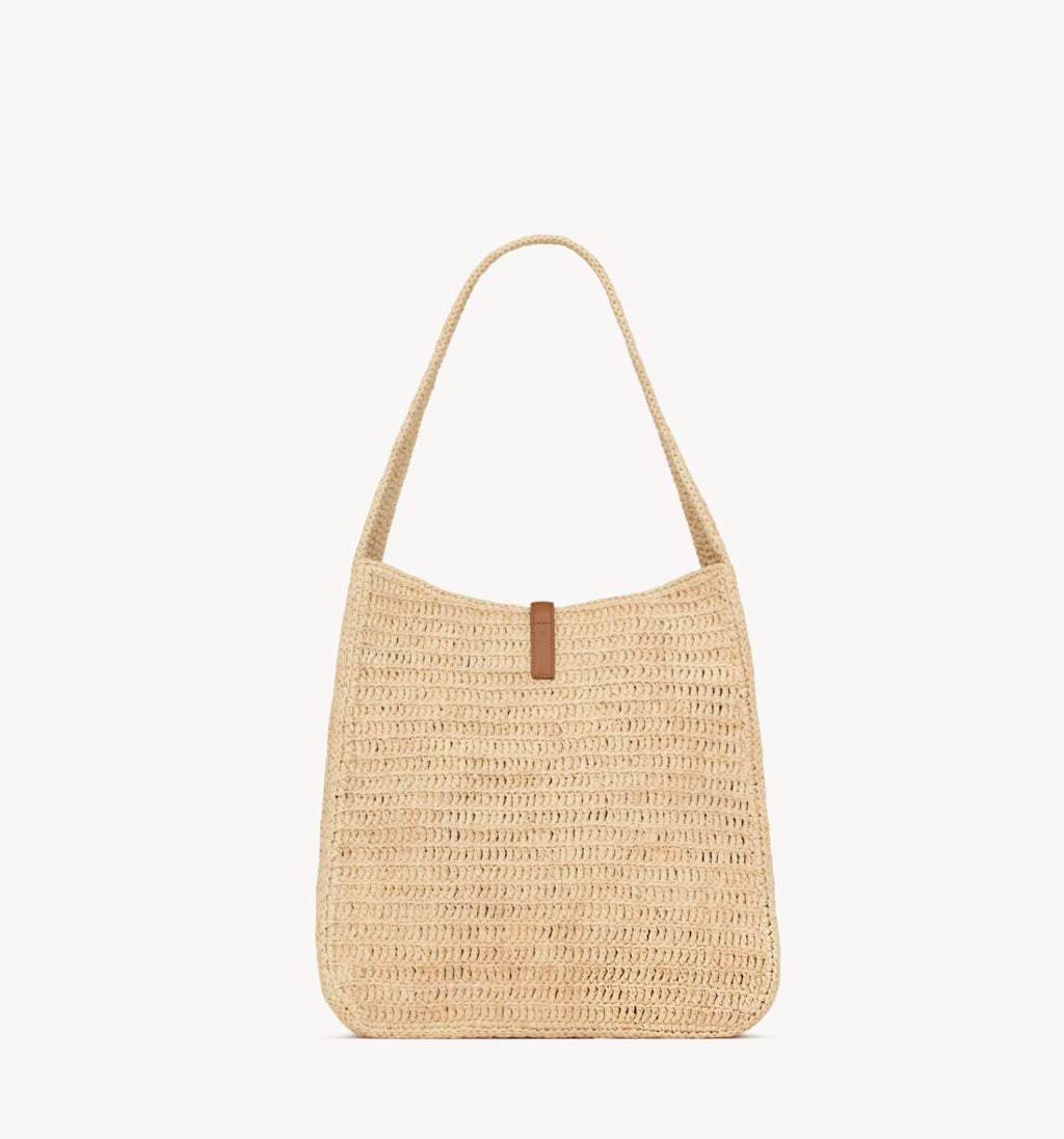 YSL LE 5 À 7 RAFFIA HOBO SHOULDER BAG