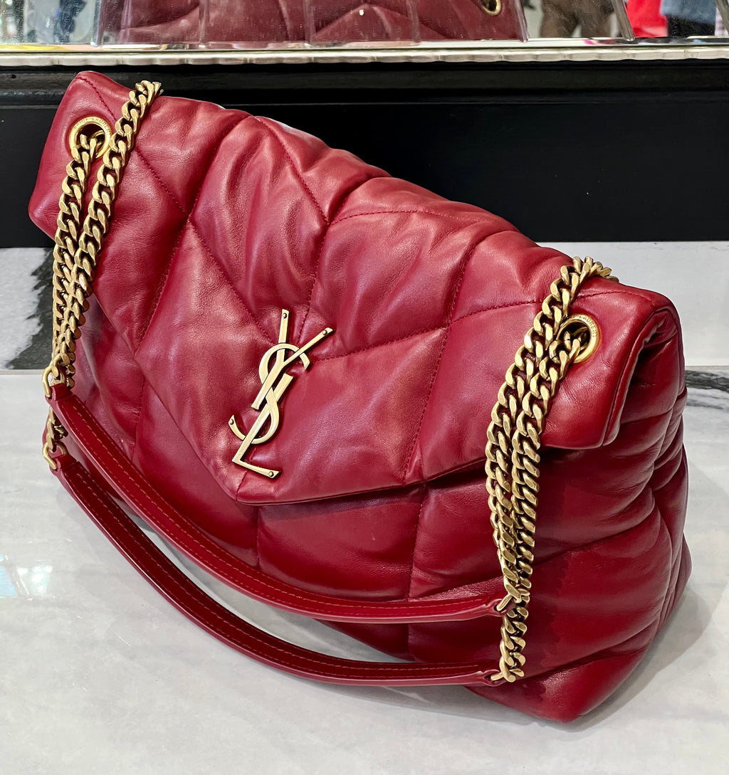 YSL LEATHER LOULOU MEDIUM CHAIN SHOULDER BAG