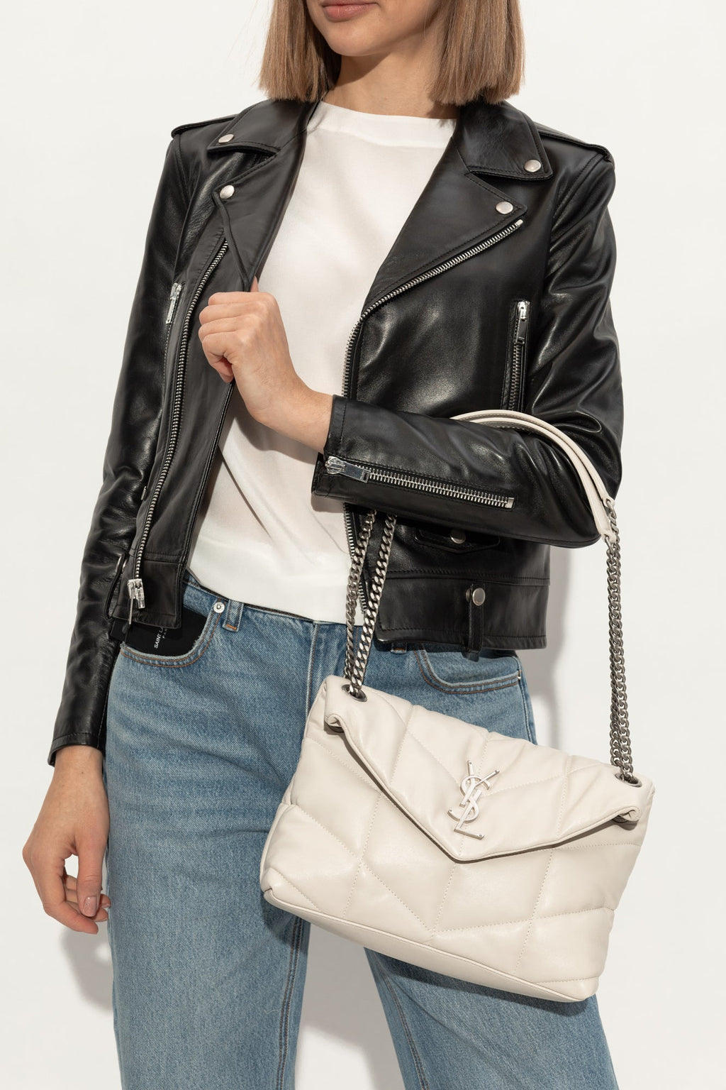 YSL QUILTED LAMBSKIN LEATHER LOULOU PUFFER MEDIUM SHOULDER BAG