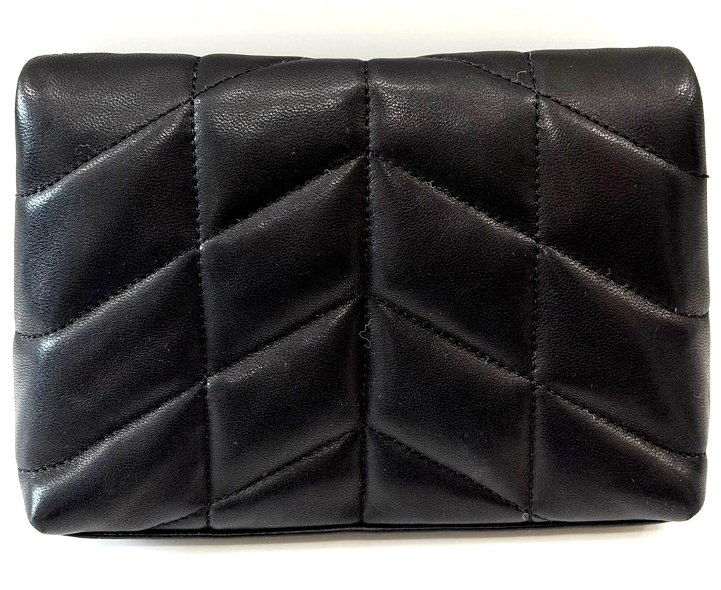 YSL LAMBSKIN LEATHER MONOGRAM LOULOU PUFFER CLUTCH BAG