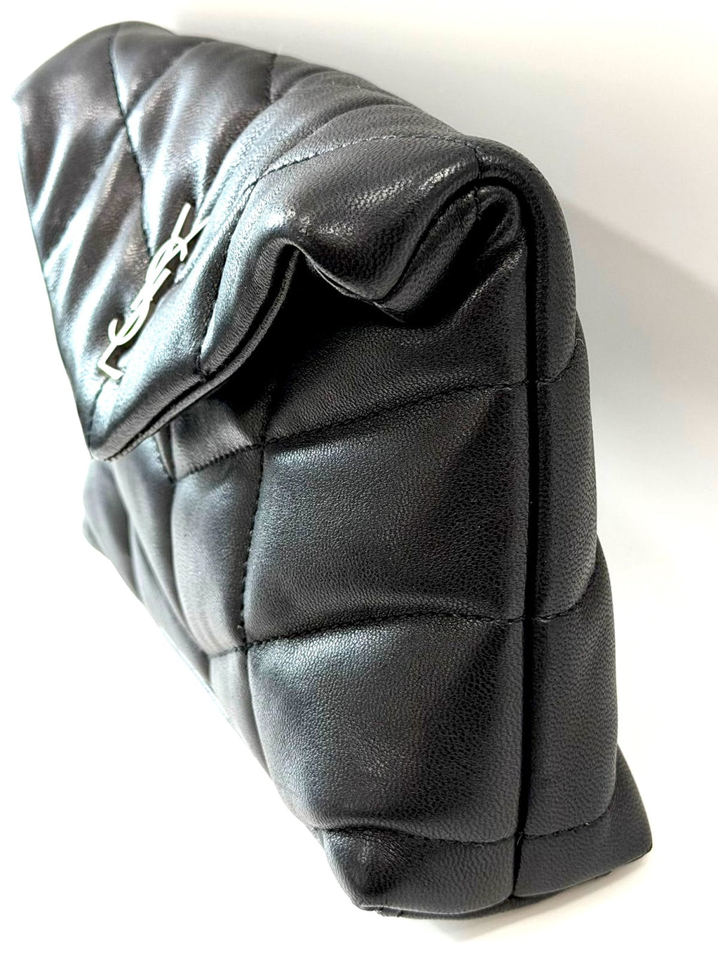 YSL LAMBSKIN LEATHER MONOGRAM LOULOU PUFFER CLUTCH BAG