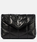 YSL LAMBSKIN LEATHER MONOGRAM LOULOU PUFFER CLUTCH BAG