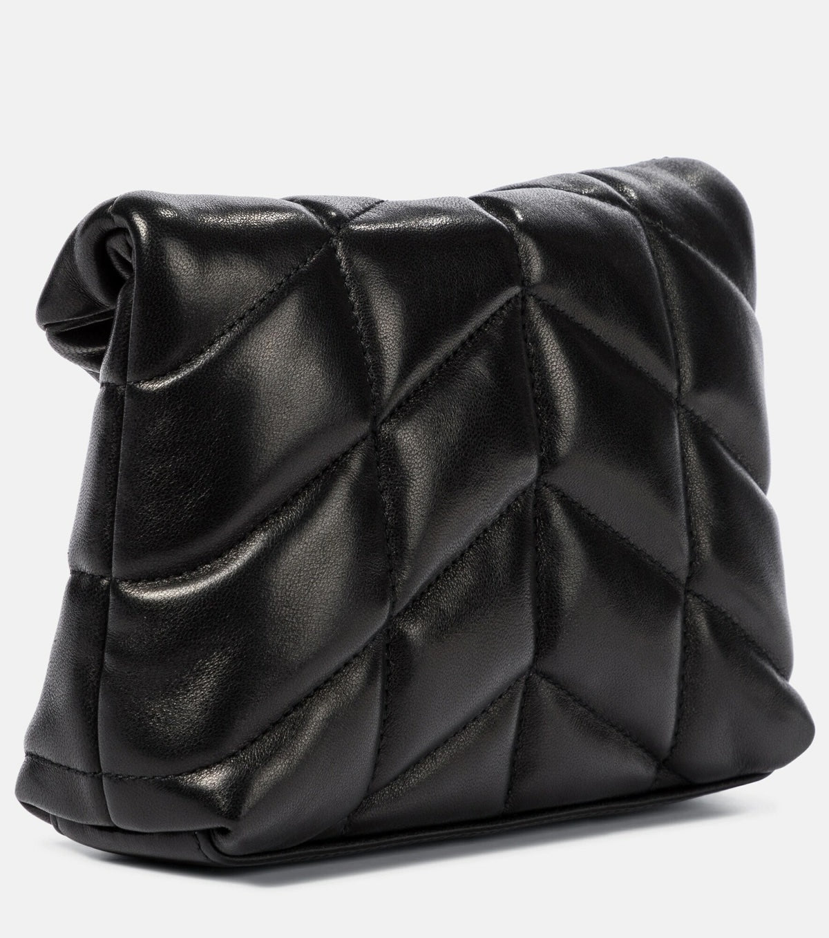 YSL LAMBSKIN LEATHER MONOGRAM LOULOU PUFFER CLUTCH BAG