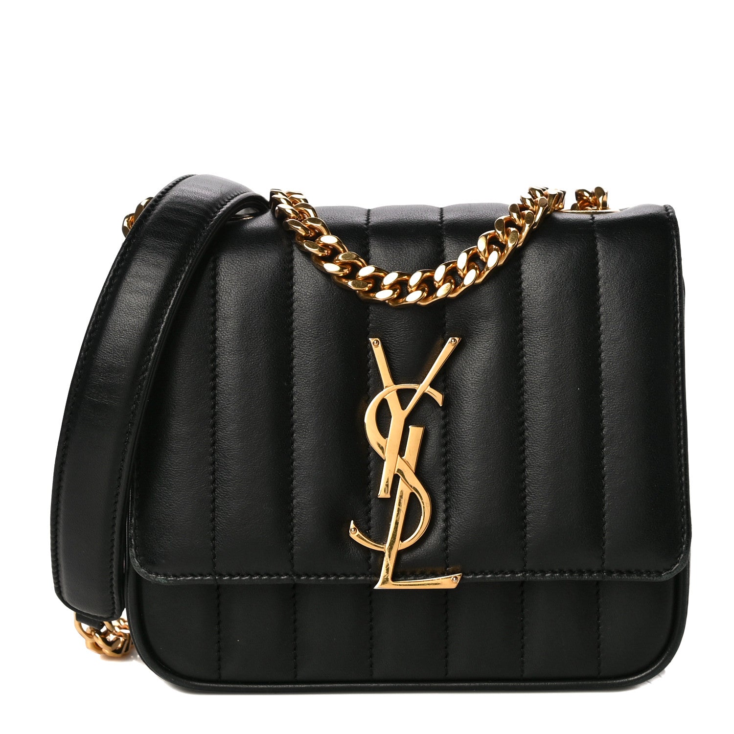 YSL QUILTED LAMBSKIN MONOGRAM SMALL VICKY CHAIN BAG