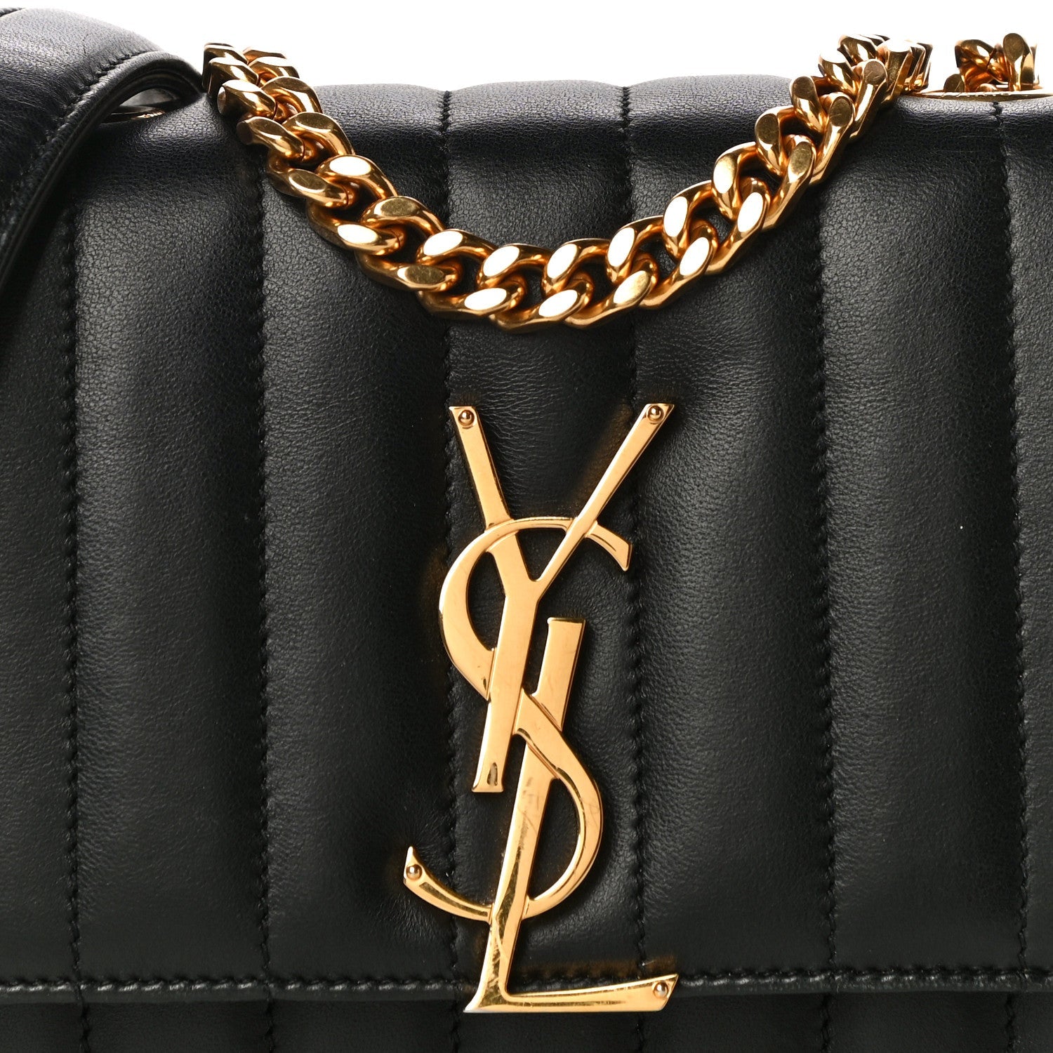 YSL QUILTED LAMBSKIN MONOGRAM SMALL VICKY CHAIN BAG