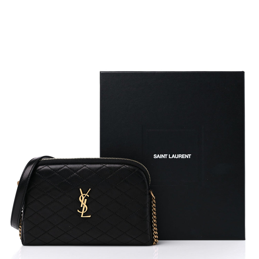 YSL LAMBSKIN QUILTED GABY ZIPPED POUCH CROSSBODY