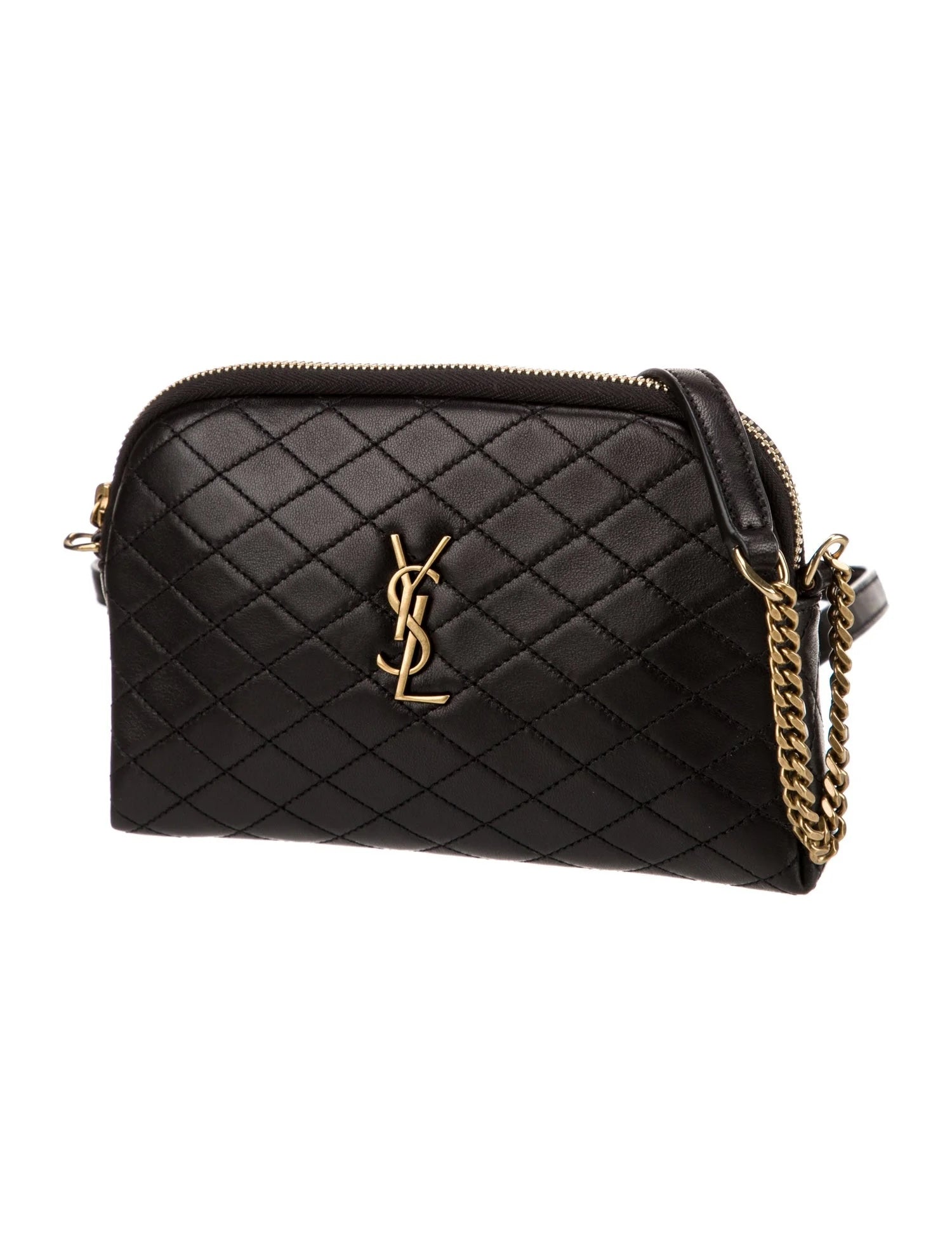 YSL LAMBSKIN QUILTED GABY ZIPPED POUCH CROSSBODY