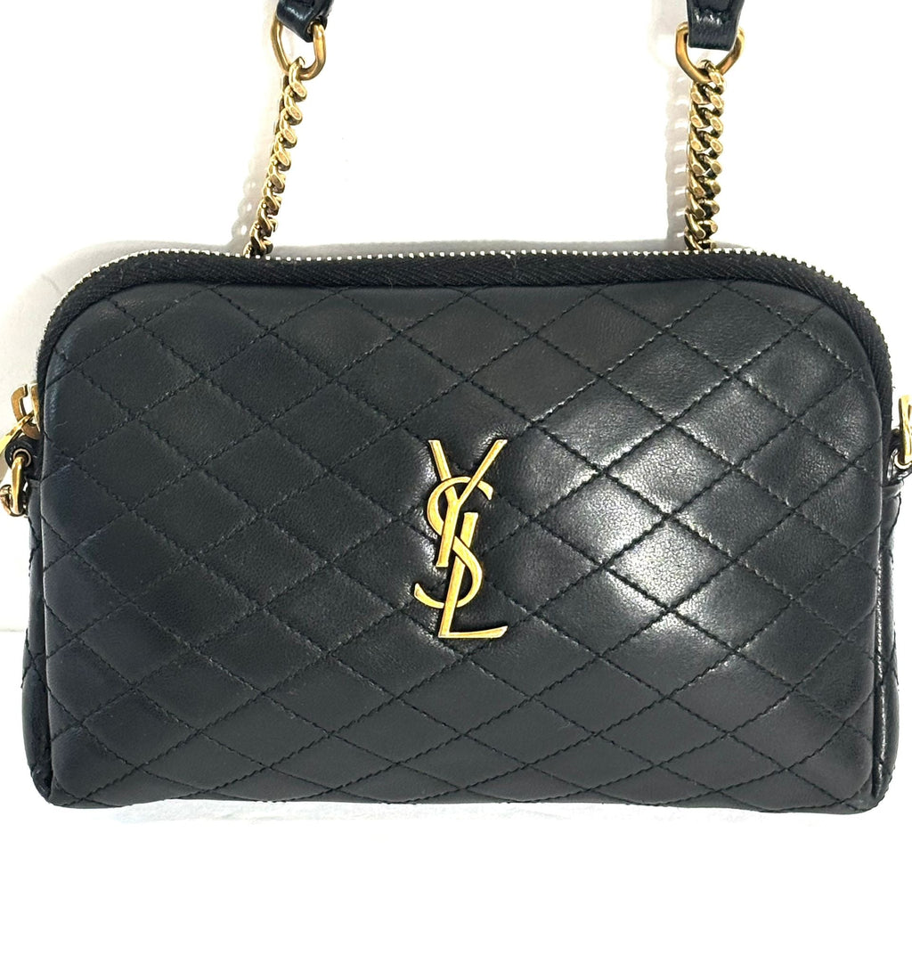 YSL LAMBSKIN QUILTED GABY ZIPPED POUCH CROSSBODY