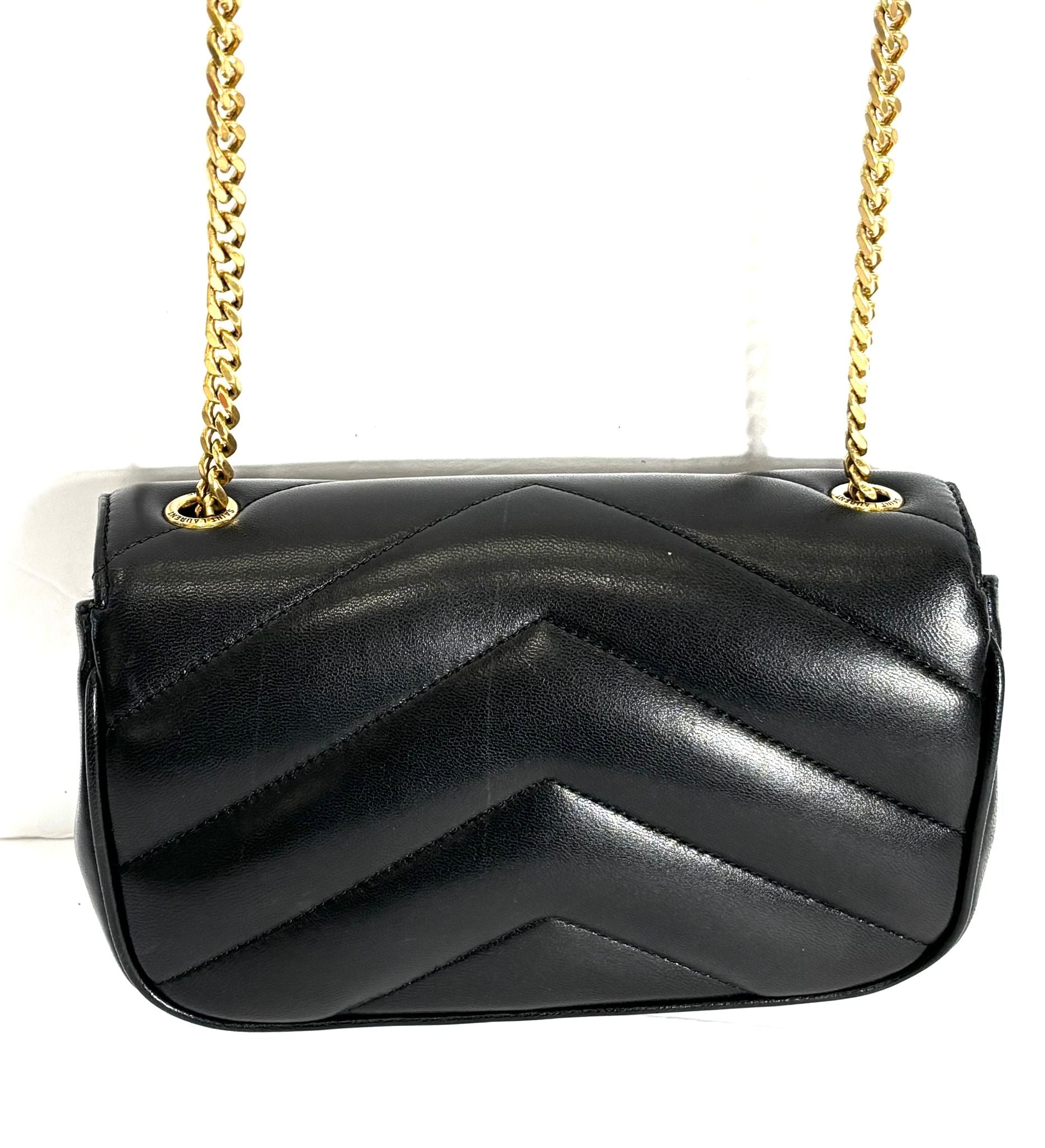 YSL LAMBSKIN QUILTED MONOGRAM MINI LOULOU BAG