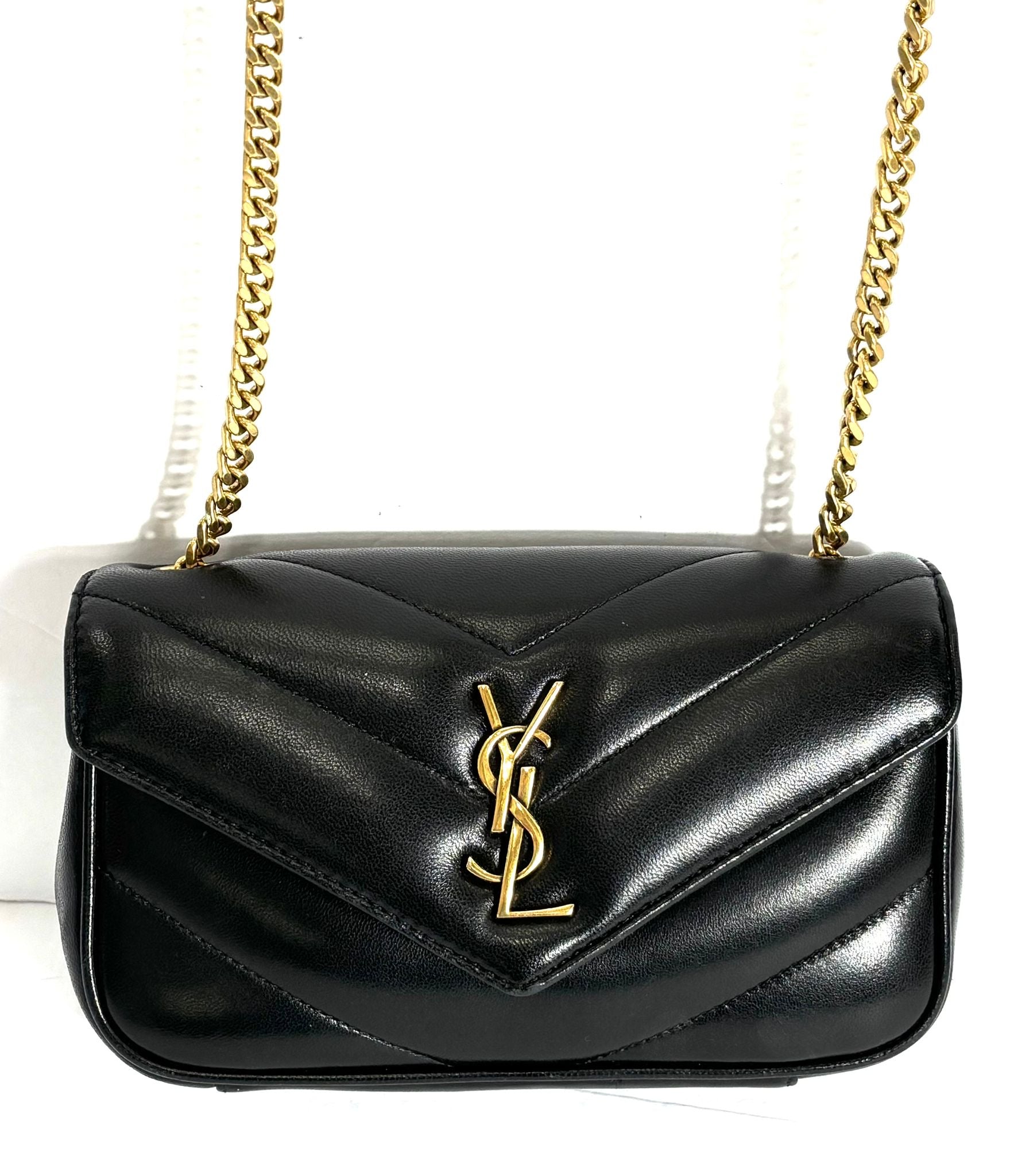 YSL LAMBSKIN QUILTED MONOGRAM MINI LOULOU BAG