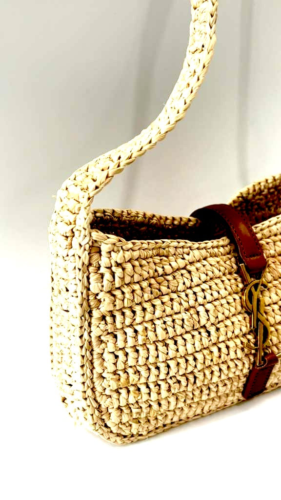 YSL LE 5 À 7 MINI RAFFIA HOBO SHOULDER BAG