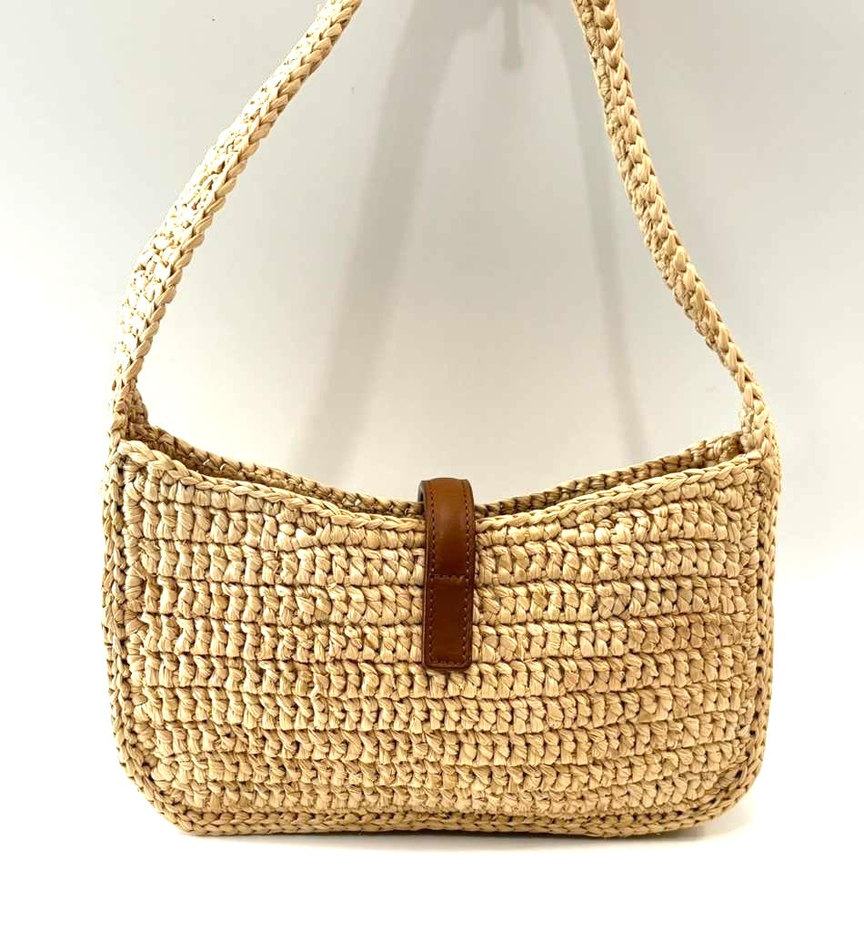 YSL LE 5 À 7 MINI RAFFIA HOBO SHOULDER BAG