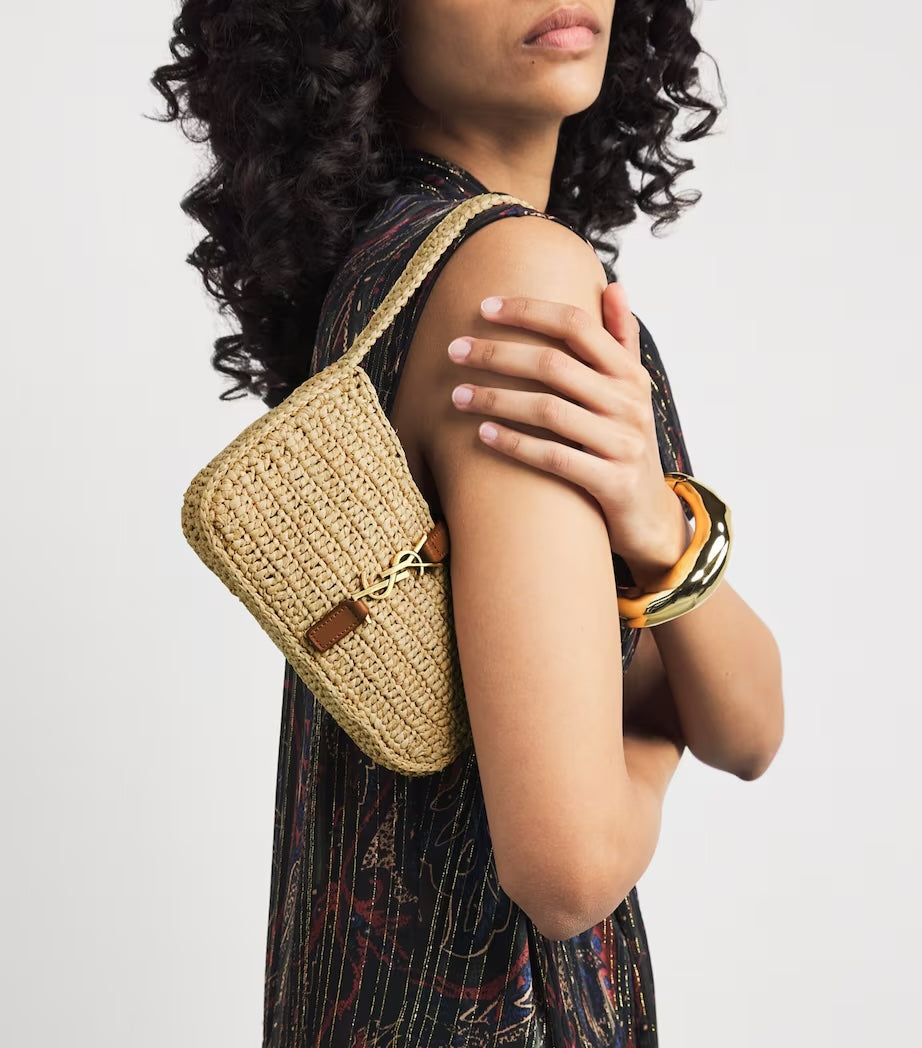 YSL LE 5 À 7 MINI RAFFIA HOBO SHOULDER BAG