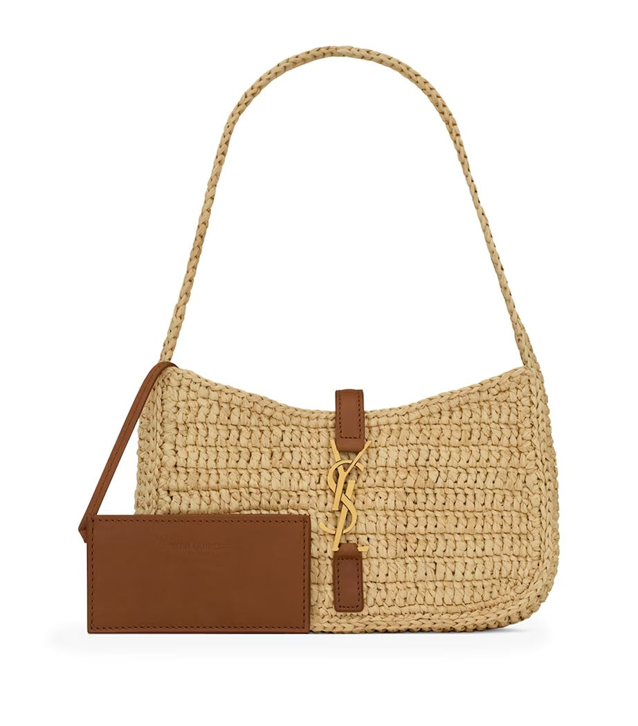 YSL LE 5 À 7 MINI RAFFIA HOBO SHOULDER BAG