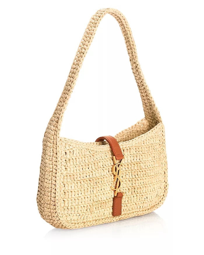 YSL LE 5 À 7 MINI RAFFIA HOBO SHOULDER BAG