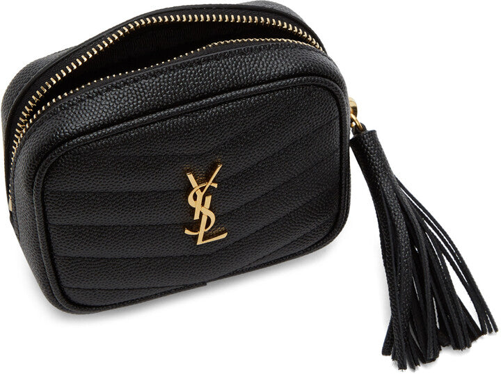 YSL LOU BABY QUILTED GRAIN DE POUDRE LEATHER CHAIN BAG