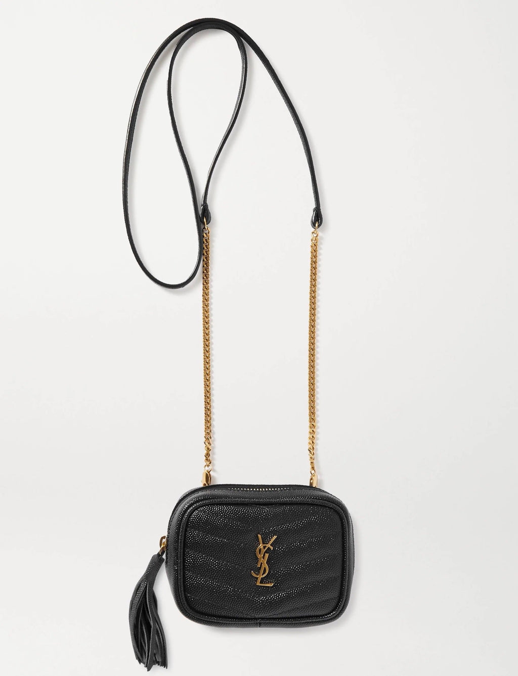YSL LOU BABY QUILTED GRAIN DE POUDRE LEATHER CHAIN BAG