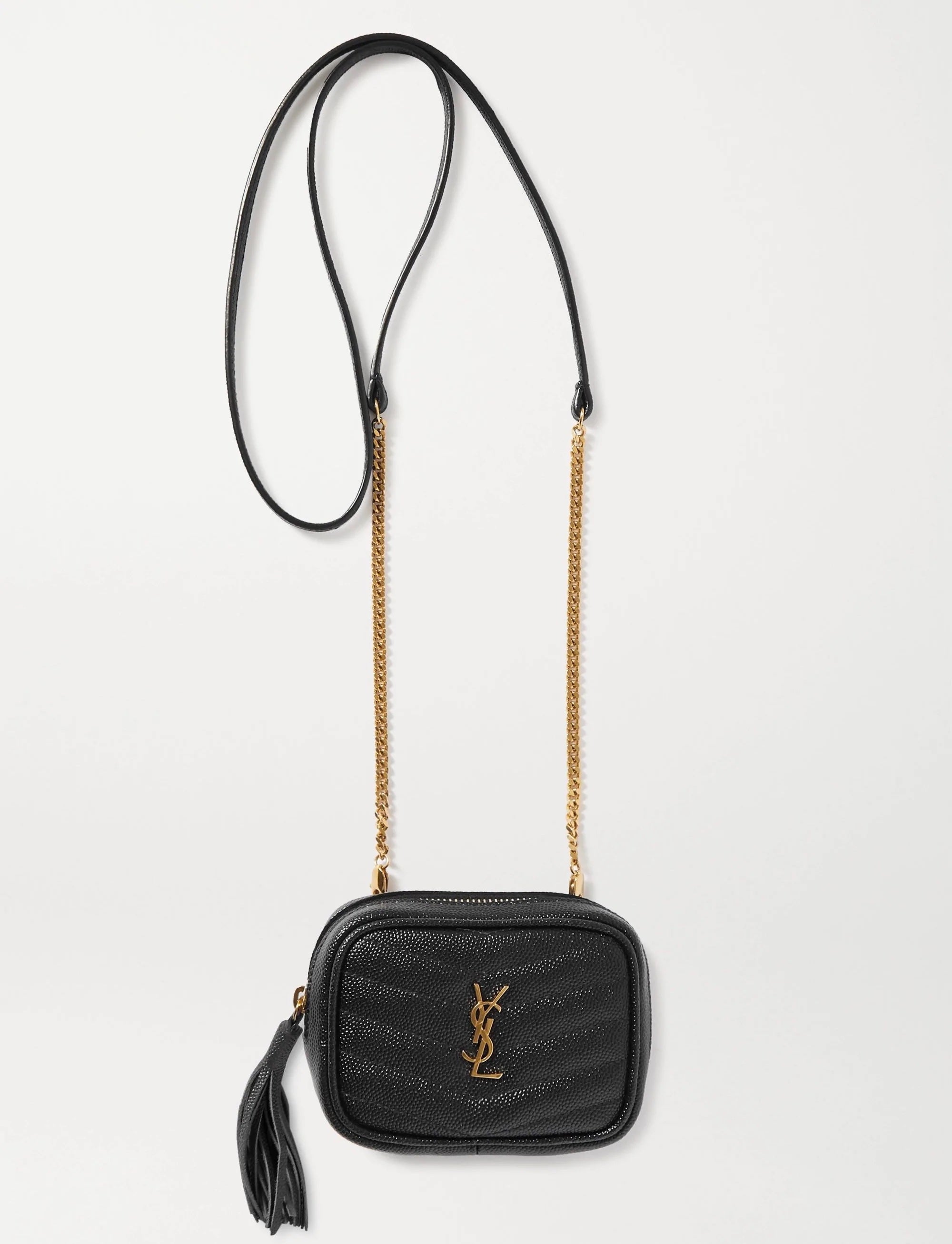 YSL LOU BABY QUILTED GRAIN DE POUDRE LEATHER CHAIN BAG