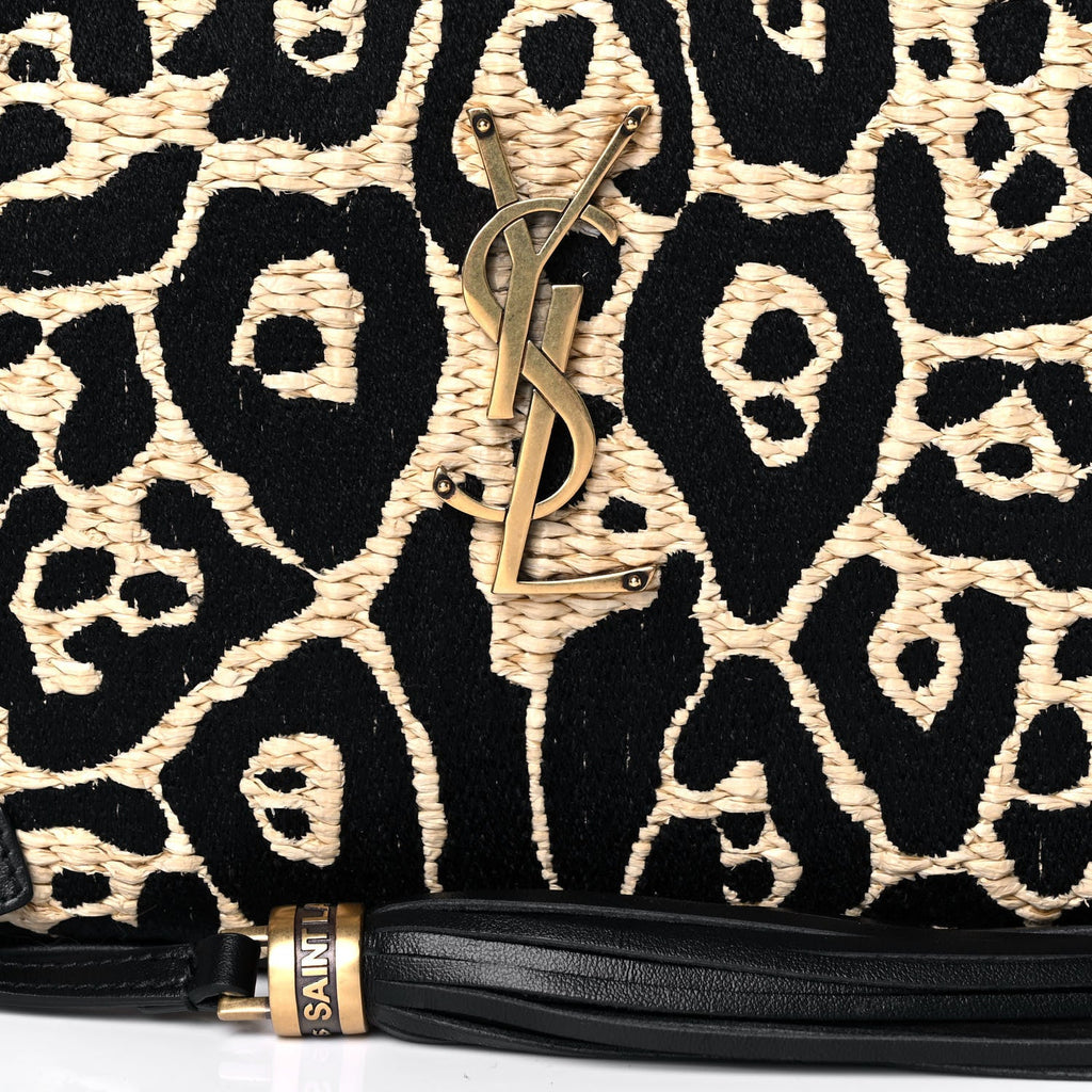 SAINT LAURENT LOU ANIMAL PRINT RAFFIA YSL MEDIUM CAMERA BAG