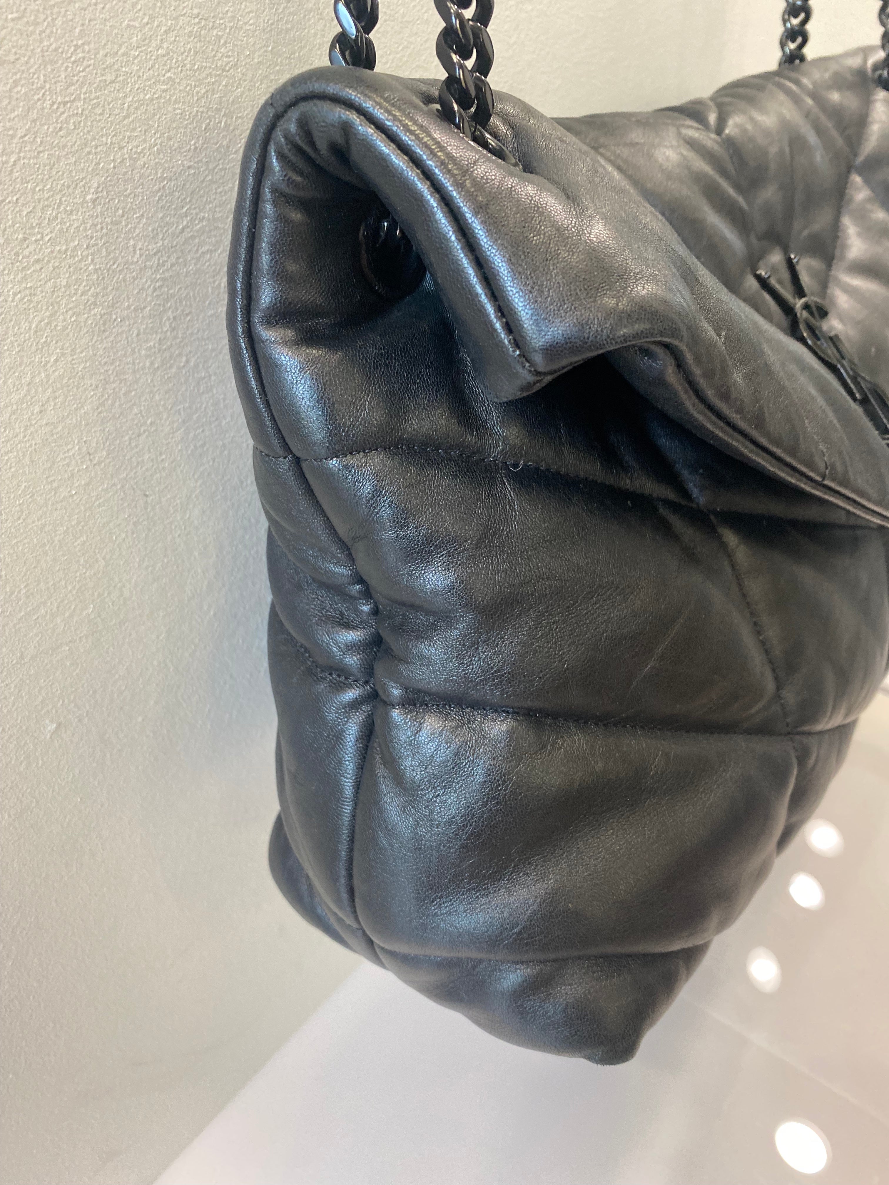 YSL LOULOU MEDIUM QUILTED PUFFER LEATHER SHOULDER BAG