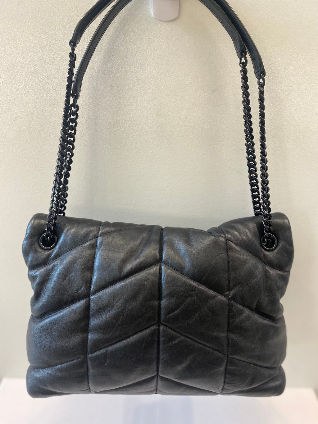 YSL LOULOU MEDIUM QUILTED PUFFER LEATHER SHOULDER BAG