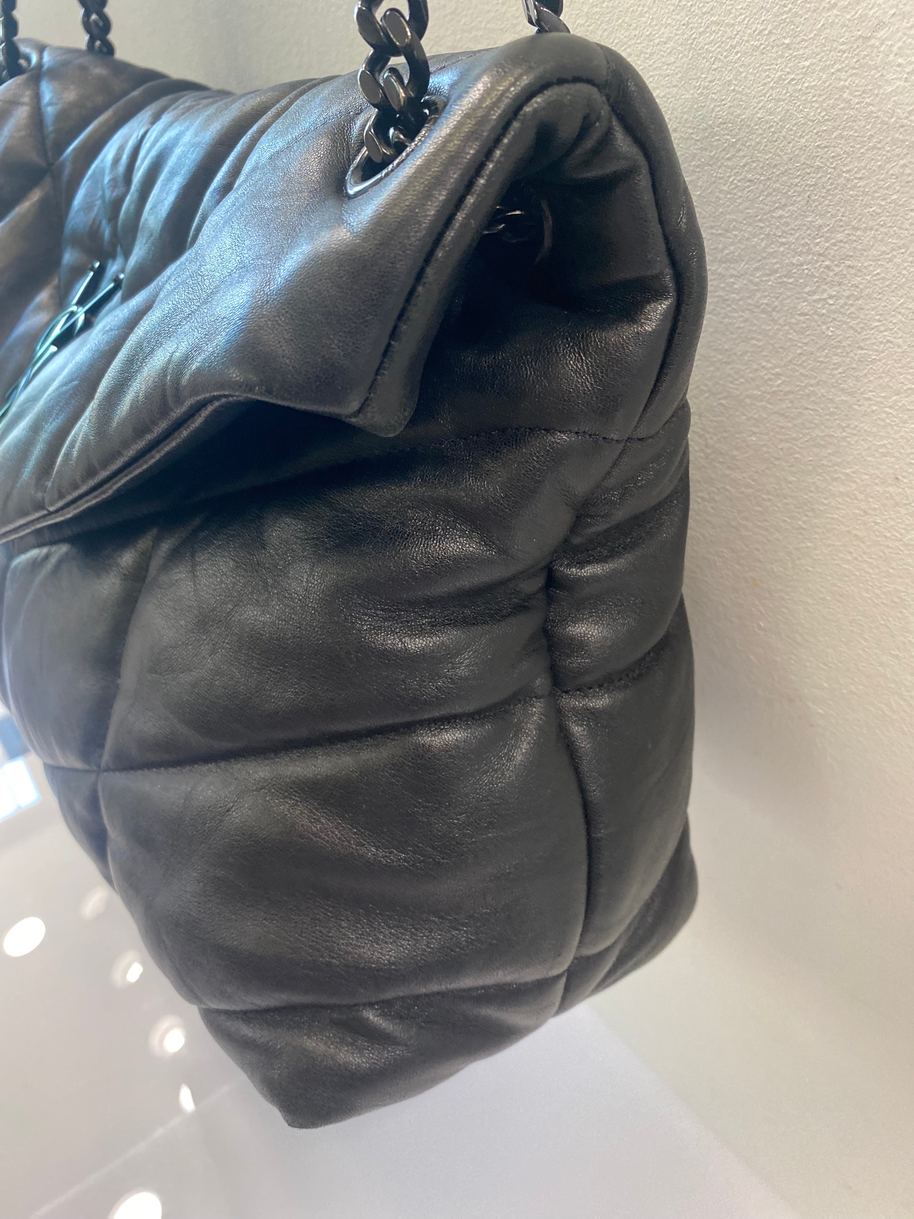 YSL LOULOU MEDIUM QUILTED PUFFER LEATHER SHOULDER BAG