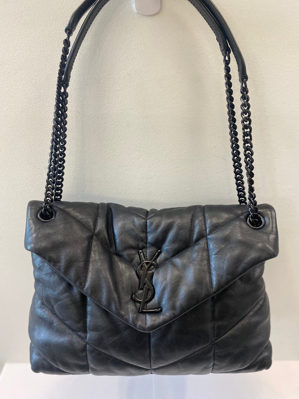 YSL LOULOU MEDIUM QUILTED PUFFER LEATHER SHOULDER BAG