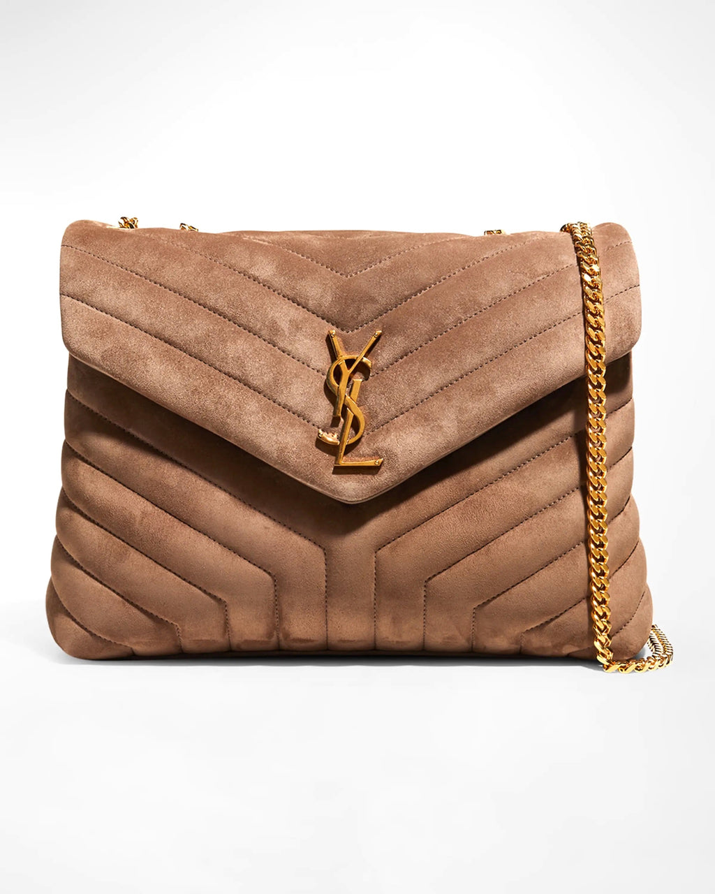 YSL LOULOU QUILTED SUEDE MEDIUM SHOULDER BAG