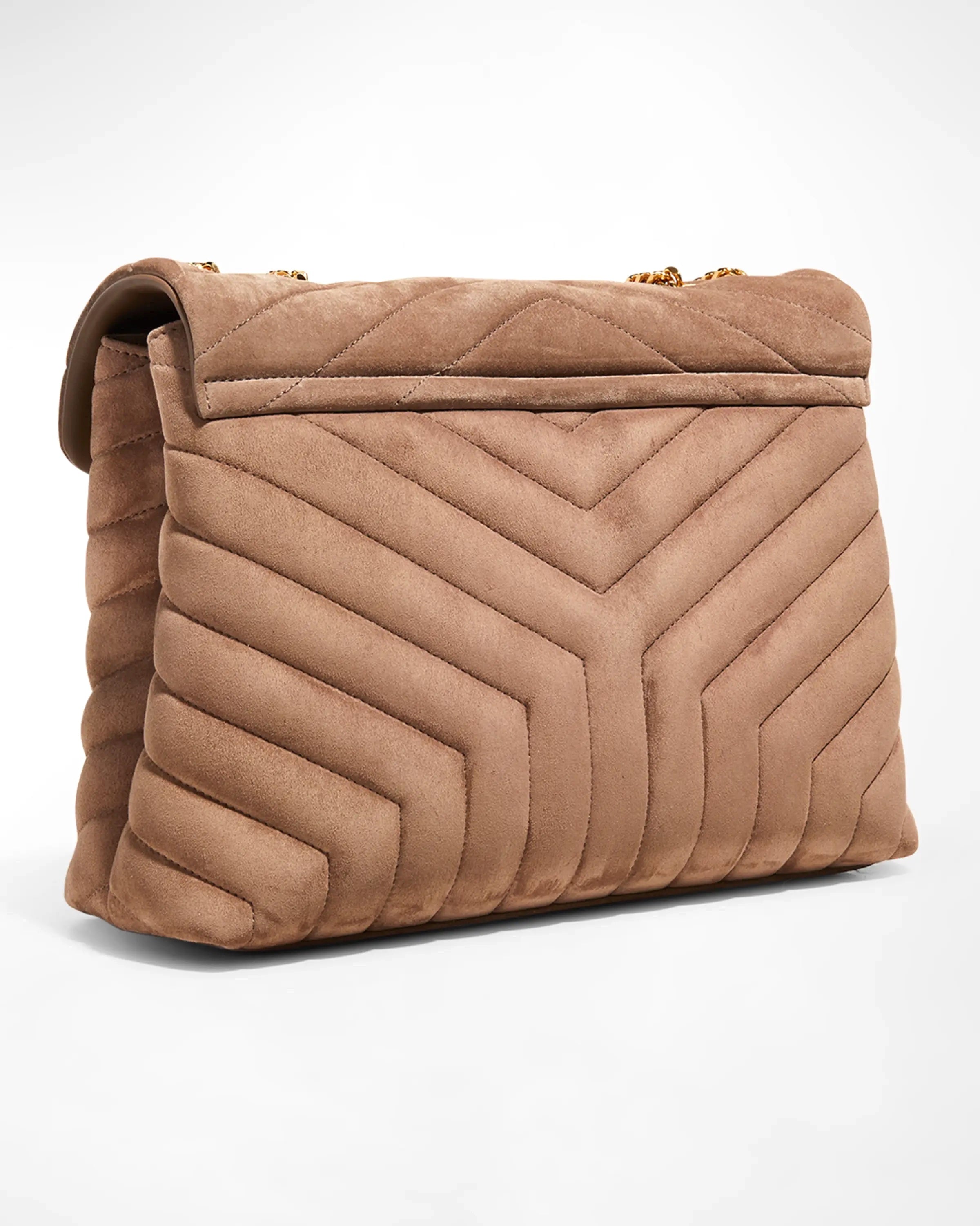YSL LOULOU QUILTED SUEDE MEDIUM SHOULDER BAG