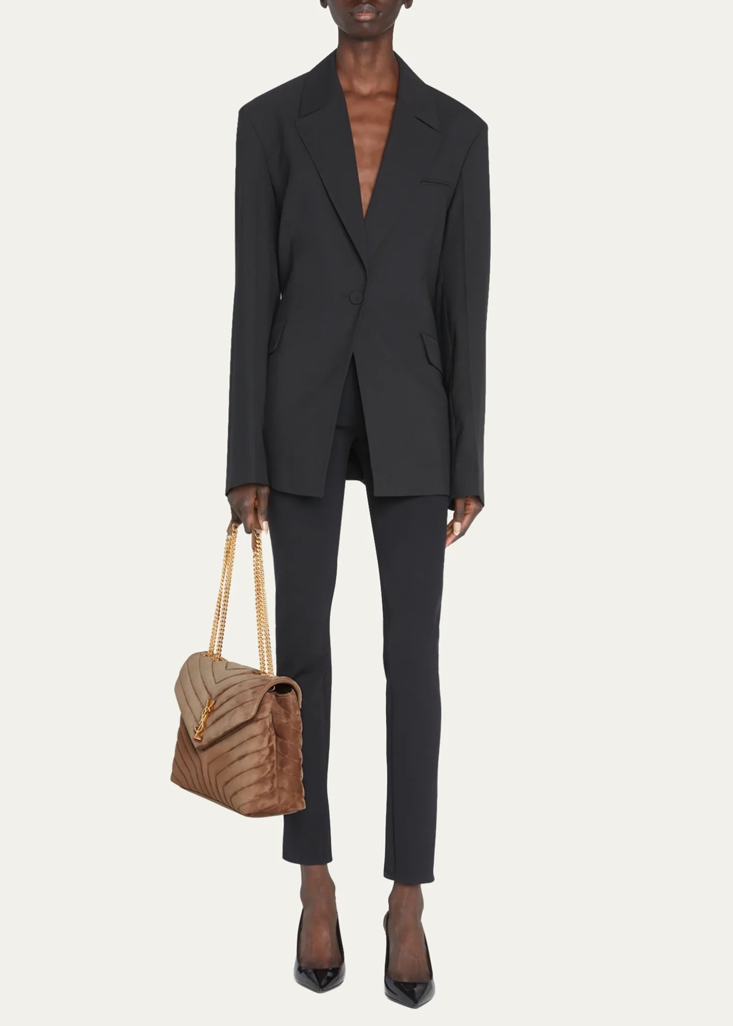 YSL LOULOU QUILTED SUEDE MEDIUM SHOULDER BAG