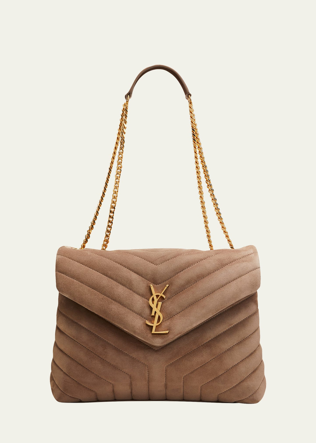 YSL LOULOU QUILTED SUEDE MEDIUM SHOULDER BAG