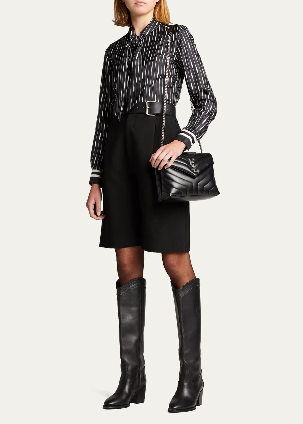 YSL QUILTED CALFSKIN SMALL LOULOU SHOULDER BAG