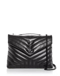 YSL LOULOU MEDIUM QUILTED LEATHER BLACK ON BLACK SHOULDER BAG