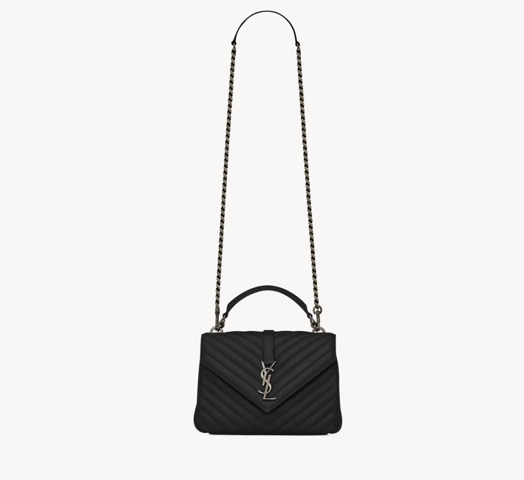 YSL COLLEGE MEDIUM QUILTED LEATHER SHOULDER BAG
