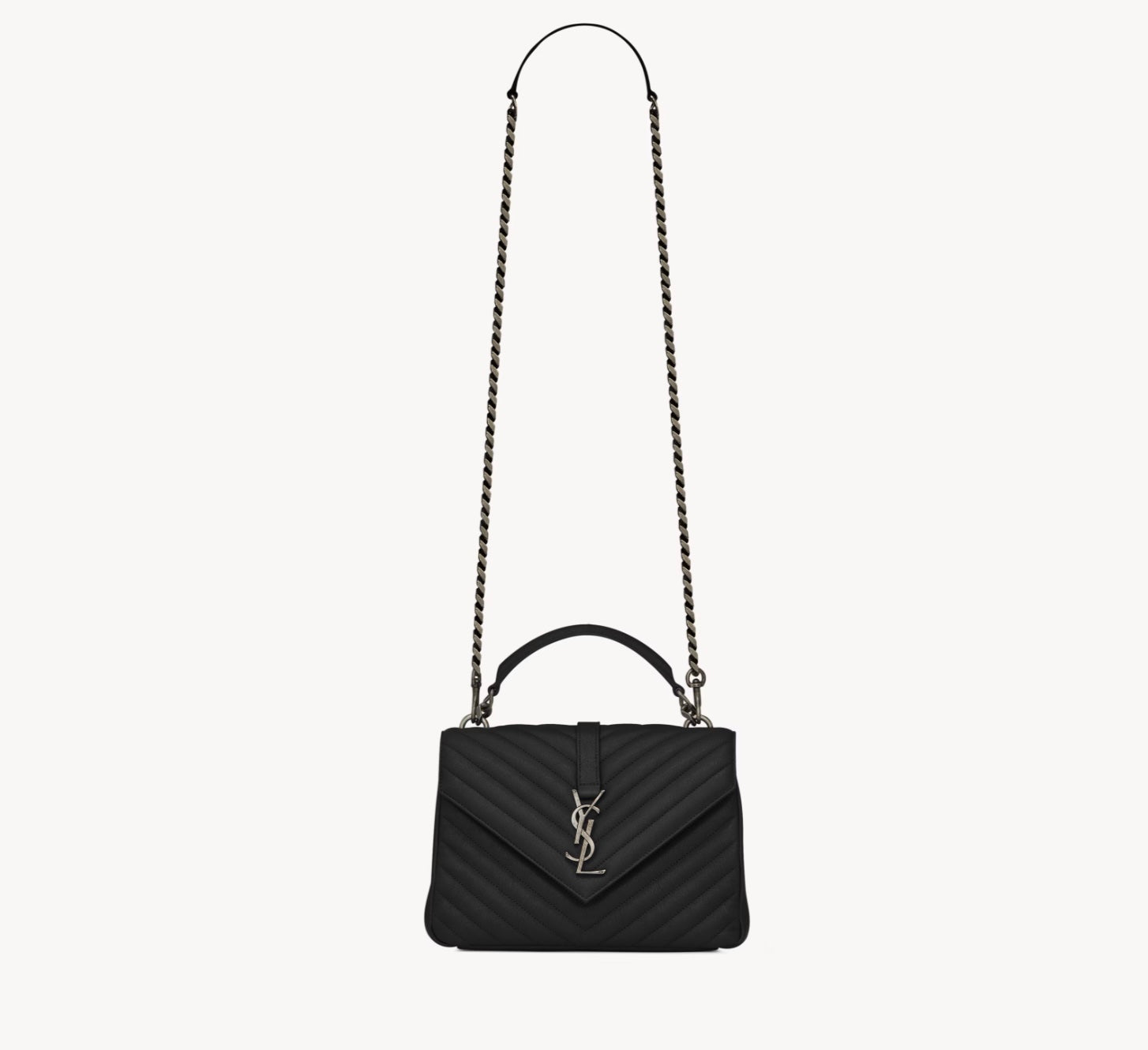 YSL COLLEGE MEDIUM QUILTED LEATHER SHOULDER BAG