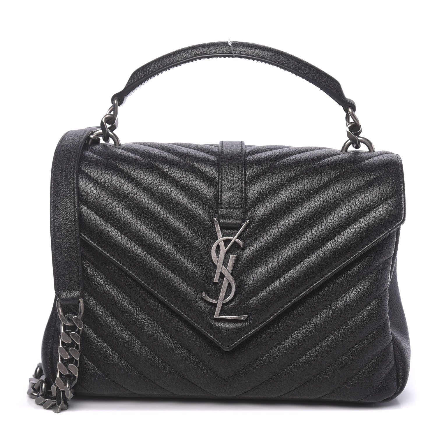 YSL COLLEGE MEDIUM QUILTED LEATHER SHOULDER BAG
