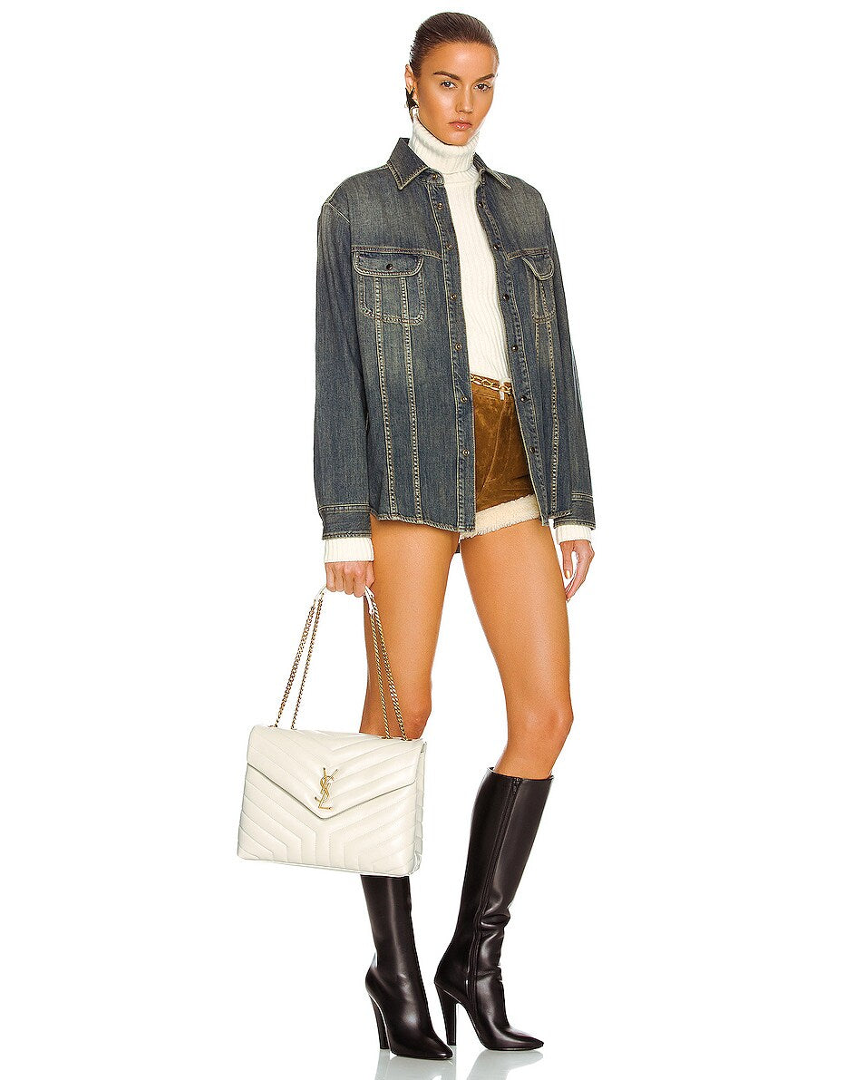YSL MEDIUM LOULOU CALFSKIN LEATHER CHAIN BAG