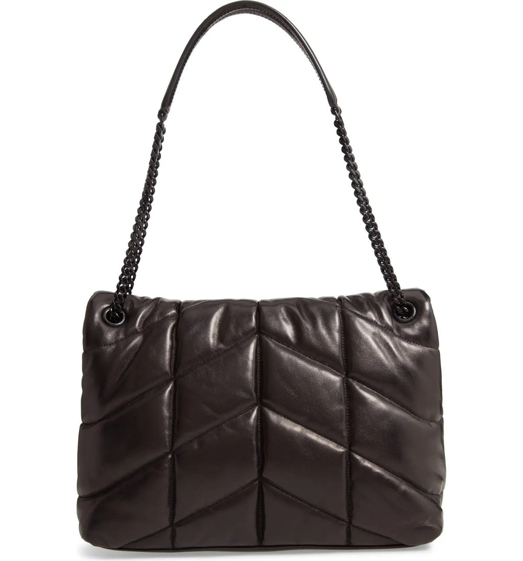 YSL LOULOU MEDIUM QUILTED PUFFER LEATHER SHOULDER BAG