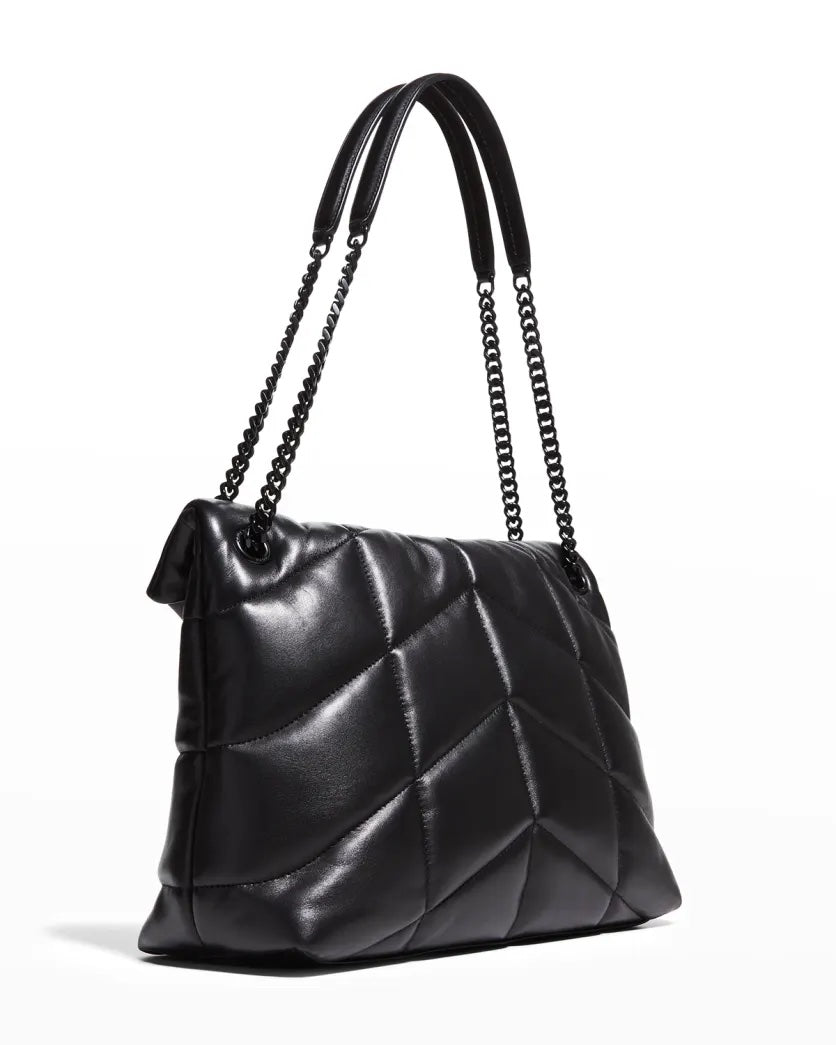 YSL LOULOU MEDIUM QUILTED PUFFER LEATHER SHOULDER BAG