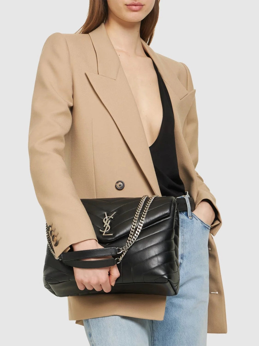 YVES SAINT LAURENT LOULOU MEDIUM CALFSKIN QUILTED SHOULDER BAG