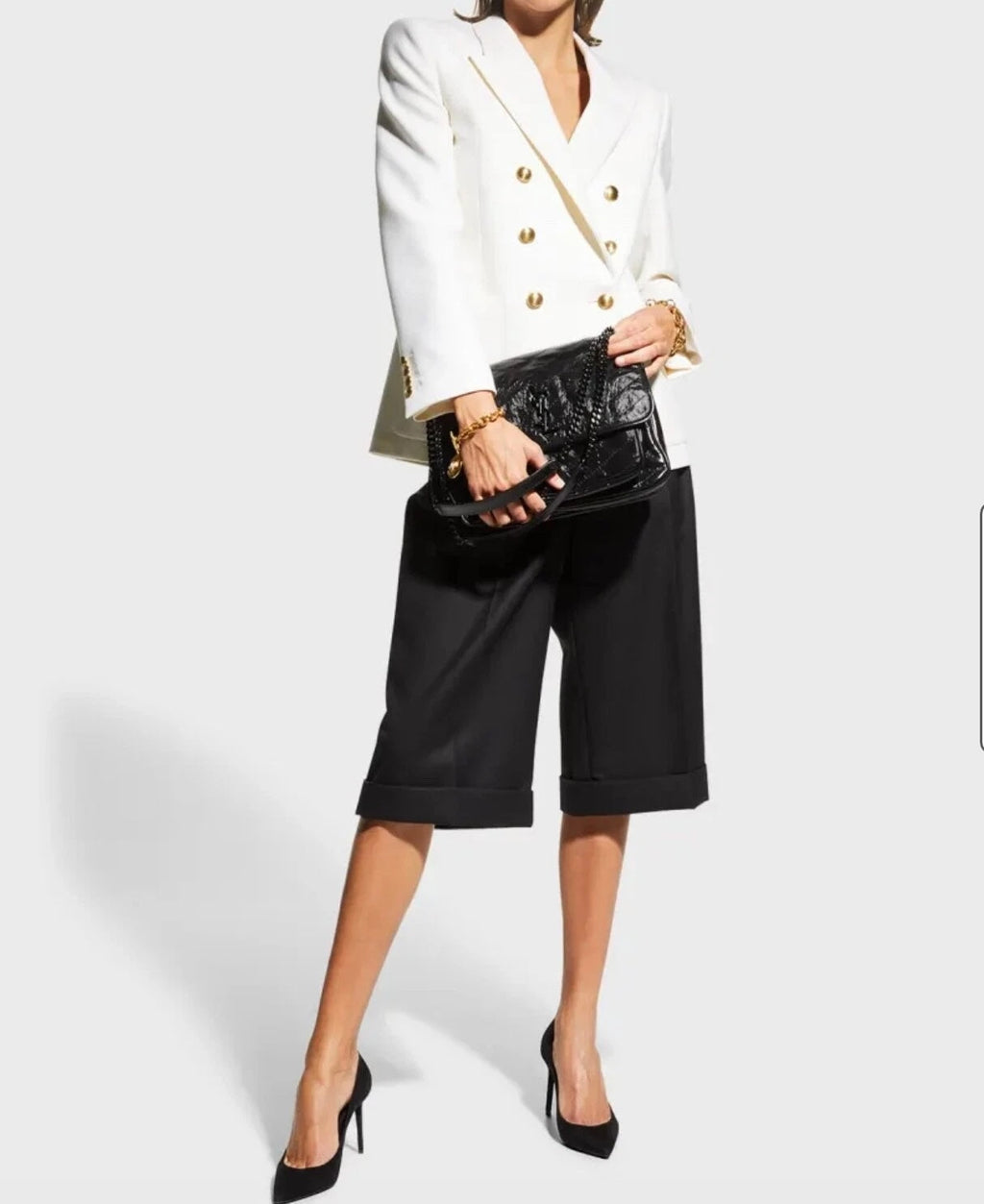 YSL NIKI CRINKLED LEATHER MEDIUM FLAP SHOULDER BAG